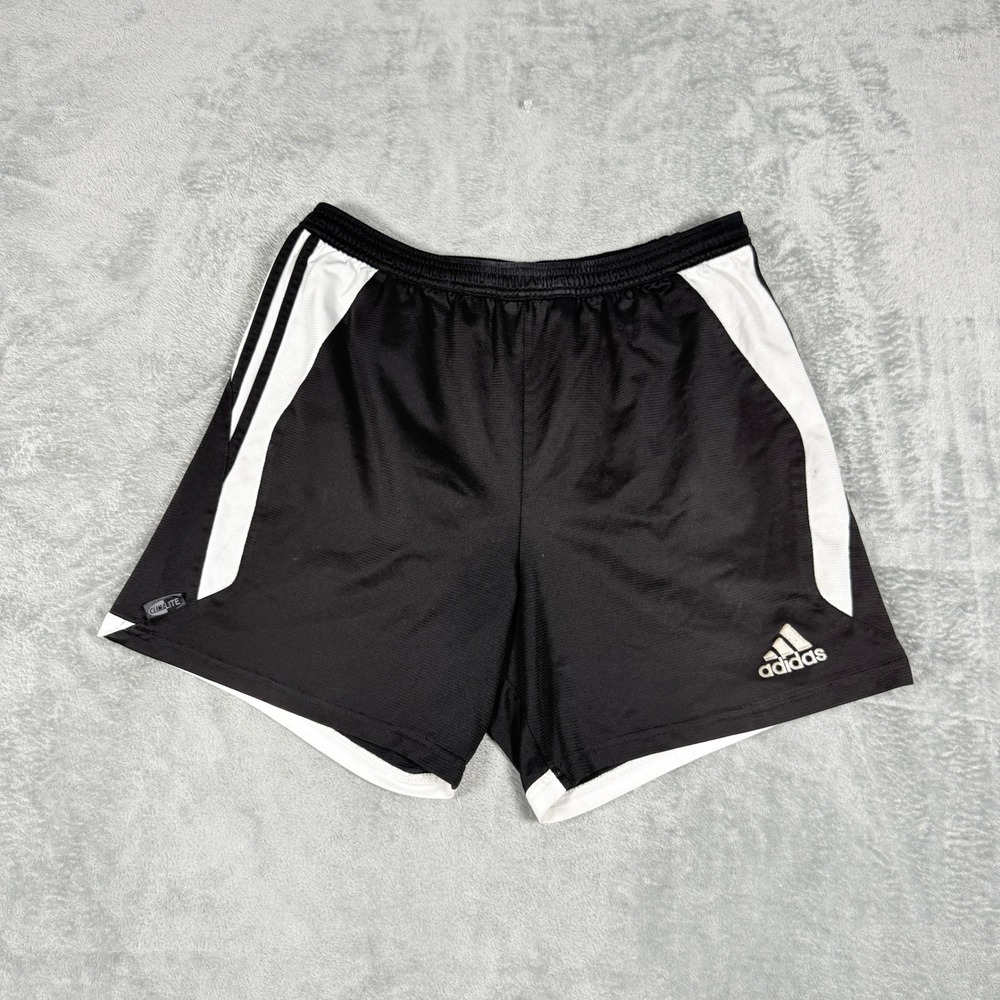 Adidas Mens Large Y2K Soccer Shorts Black White Climalite 3 Stripe 04/04